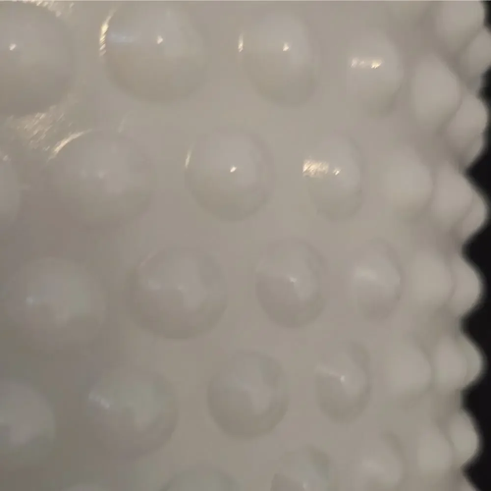 VTG Fire-King White Milk Glass Hobnail Bars Planter Vase Bowl Scalloped Rim